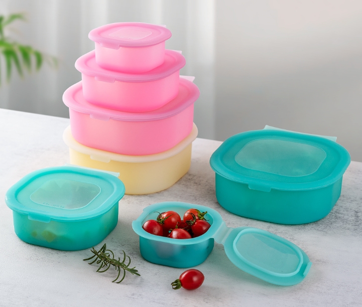 Food Grade Silicone Food Storage Containers, Refrigerator & Freezer Organizer for Vegetables, Meat, Fruits, Sandwich Bento Box