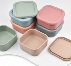 Silicone Lunch Box, Airtight & Fresh-Keeping, Solid Color Square Food Container, Kids Divider-Free Bento Box