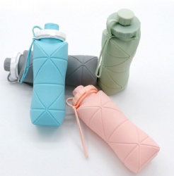 Thick Silicone Foldable Water Cup 600ml, Outdoor Cycling & Running Collapsible Water Bottle for Travel & Fitness