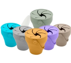 Baby Silicone Collapsible Snack Cup & Feeding Bowl, Portable Toddler Snack Container with Strap & Handle