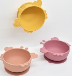 Cartoon Kids Tableware, Food Grade Silicone Baby Feeding Bowl, Toddler Dinner Plate with Suction, Drop-Resistant