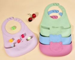 Baby Bib, Food Grade Waterproof Lightweight Silicone Feeding Bib, Summer Infant Food Catcher