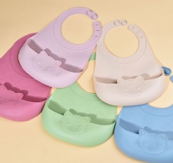 Baby Bib, Food Grade Waterproof Lightweight Silicone Feeding Bib, Summer Infant Food Catcher