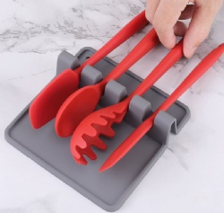 Silicone Spoon Rest for Kitchen Utensils, Spatula & Ladle Holder, Chopstick Tray, Heat Resistant Organizer Pad