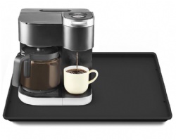 Silicone Coffee Bar Mat, Anti-Slip Heat Insulation Drainage Pad with Raised Edge, Coffee Cup Drying Tray for Countertop