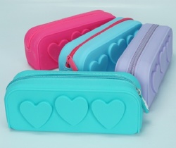 Portable Silicone Pencil Case with Zipper, Cosmetic Storage Bag, Stationery Pouch