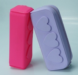 Portable Silicone Pencil Case with Zipper, Cosmetic Storage Bag, Stationery Pouch