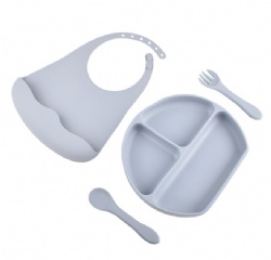 Baby Silicone Bib Set, Waterproof 3D Feeding Bibs for Babies, Soft Stoma Pocket & Eating Bib