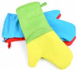 Half Palm Cotton Thickened Silicone Gloves, Heat Resistant Anti-Scald Anti-Slip for Oven Microwave Baking Kitchen