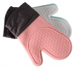 Double Layer Thickened & Extra Long Silicone Gloves with Dot Texture Wear-resistant Protective Gloves for Microwave & Oven Baking