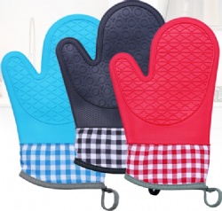 Double Layer Thickened & Extra Long Silicone Gloves with Dot Texture Wear-resistant Protective Gloves for Microwave & Oven Baking