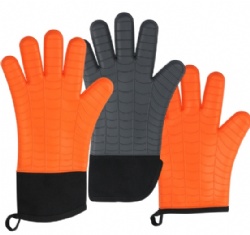 Silicone Gloves with Cotton Lining & Silicone Pinch Clip Spider-Shaped Heat Resistant Oven Gloves