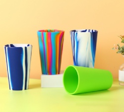 Mixed Color Food Grade Silicone Water Cup, Drop & Heat Resistant, Anti-Scald, Large Capacity 350ml & 480ml