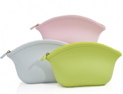 Portable Silicone Pencil Case with Zipper, Cosmetic Storage Bag, Stationery Pouch