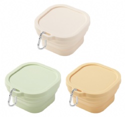 Collapsible Silicone Bowl, Square Bento & Fresh-Keeping Box, Portable Foldable Bowl for Picnic, Outdoor & Instant Noodles