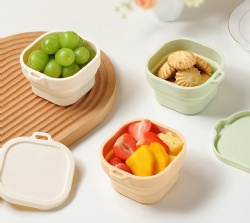 Collapsible Silicone Bowl, Square Bento & Fresh-Keeping Box, Portable Foldable Bowl for Picnic, Outdoor & Instant Noodles
