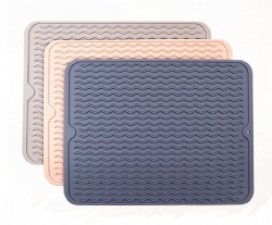 Silicone Water-Ripple Drain Mat, Foldable Table Mat, Tableware & Wine Glass Pad, Nordic Minimalist Large Dining Mat
