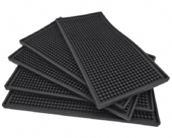 Black Waterproof Bar Mat, Non-Slip Rubber Mat, Heat Resistant Tea & Cup Drain Mat for Bar & Kitchen