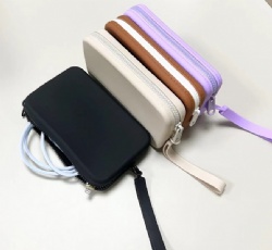 Square Silicone Cosmetic Bag, Portable Silicone Coin Purse, Electronic Organizer Pouch, Solid Color Lipstick Storage Bag