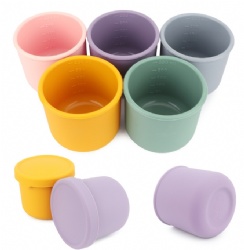 Food Grade Silicone Kids Water Cup, Drop-Resistant Infant Training Cup, Heat Resistant 250ml Supplementary Food Cup