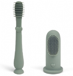 EU Standard Food Grade Baby Oral Cleaner, Infant Tongue Coating Cleaning Silicone Toothbrush Set