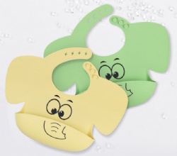 Silicone Baby Feeding Bib, Easy Clean Baby Bib & Drool Bib, Cartoon Elephant Kids Silicone Bib
