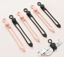 Silicone Cable Ties with Suction Cup, Charging Cable Organizer Straps, Desktop & Wall Mount Cord Management Holder