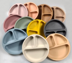 Kids Silicone Divided Plate, All-in-One Toddler Dinner Plate, Drop & Slip Resistant, Baby Feeding Tableware