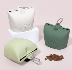 Food Grade Silicone Dog Food Bag, Portable Training Treat Pouch, Pet Silicone Feed Bag