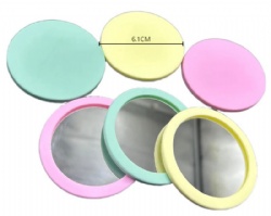 Silicone Portable Makeup Mirror, Mini Round Mirror, Silicone Handheld Travel Mirror