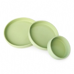 Food Grade Silicone Baby Feeding Bowl, Anti-Fall Plate, Kids Dinner Plate 3-Piece Set, Round Silicone Snack Tray