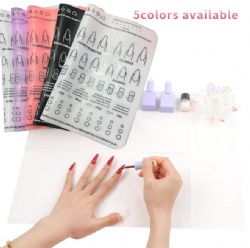Silicone Nail Art Practice Mat, Nail Polish Painting Pad, False Nail Tip Training Sheet for Beginners