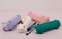 Cute Cartoon Animal Silicone Pencil Case, Large Capacity Stationery Bag, Portable Pencil Bag for Students