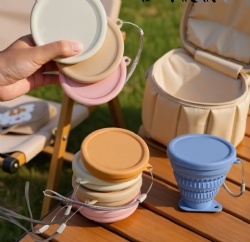 Collapsible Silicone Travel Cup, Food Grade Portable Foldable Water Cup, Heat Resistant Outdoor Camping & Mouthwash Cup