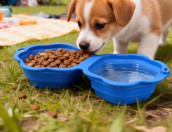 Collapsible Silicone Pet Bowl, Cat Paw Double Bowl, Portable Outdoor Travel Water & Food Feeder for Dogs & Cats