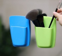 Silicone Suction Storage Box, Multifunctional Solid Color Organizer for Home & Bathroom, Strong Suction Cup Design
