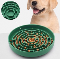 Silicone Slow Feeder Dog Bowl, Anti-Choke Pet Feeding Bowl with Suction Cup, Non-Slip Anti-Tip Round Licking & Food Bowl for Dogs