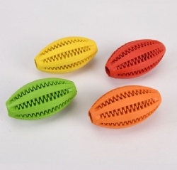 Indestructible Dog Chew Toy, Self-Entertainment Rugby Ball, Interactive Treat Dispensing Toy, Teething & Food Hiding Ball for Dogs