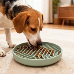 Silicone Pet Slow Feeder Bowl, Anti-Tip Dog Feeding Bowl with Suction Cup, Anti-Choke Slow Food Dish for Dogs
