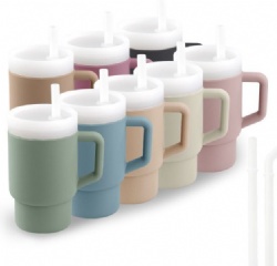 Food Grade Silicone Kids Cup, Toddler Learning Drinking Cup, Leak-Proof Childrens Straw Cup