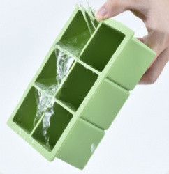 6 Cavity Large Square Silicone Ice Tray with Lid, Food Grade DIY Ice Making Mold for Household